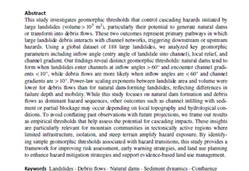 Geomorphic Thresholds For Cascading Hazards Of Debris Flows