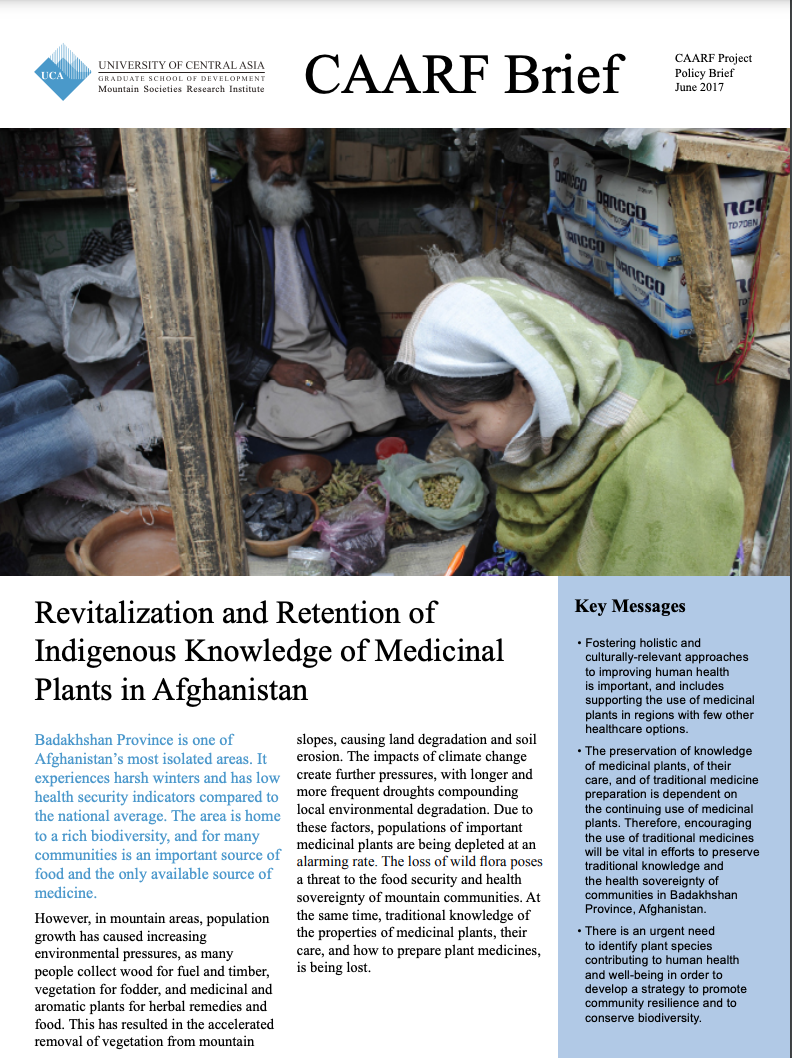 Revitalization and Retention of Indigenous Knowledge of Medicinal Plants in Afghanistan