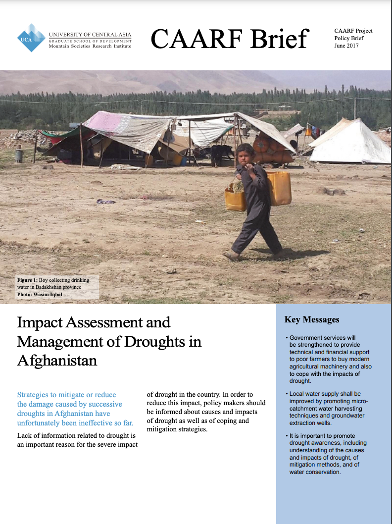 Impact Assessment and Management of Droughts in Afghanistan