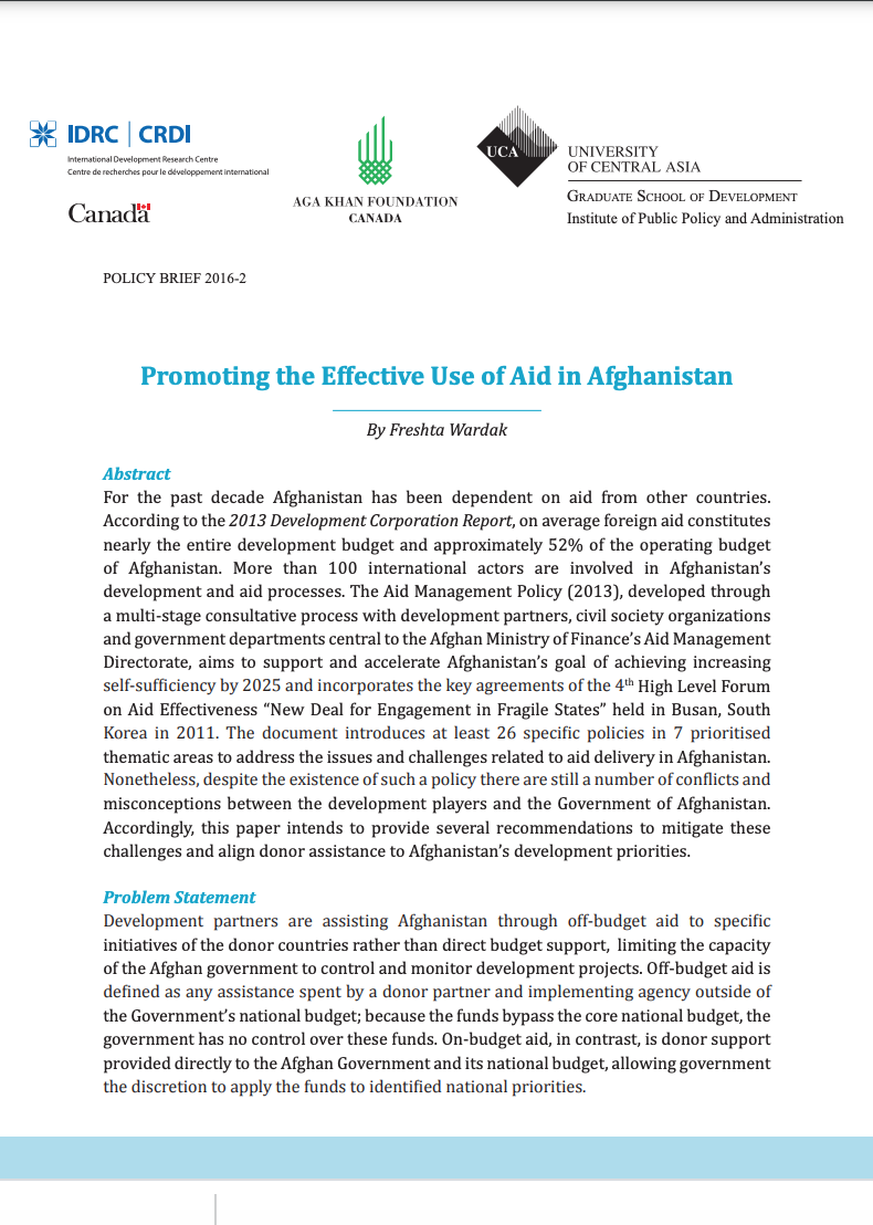 Promoting the Effective Use of Aid in Afghanistan