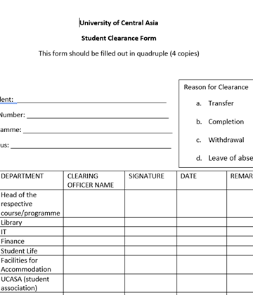 Clearance Form